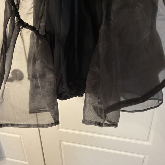 Thorn & Fable Black Organza Tiered Short Sleeve Mini Babydoll Dress SM - Picture 4 of 8